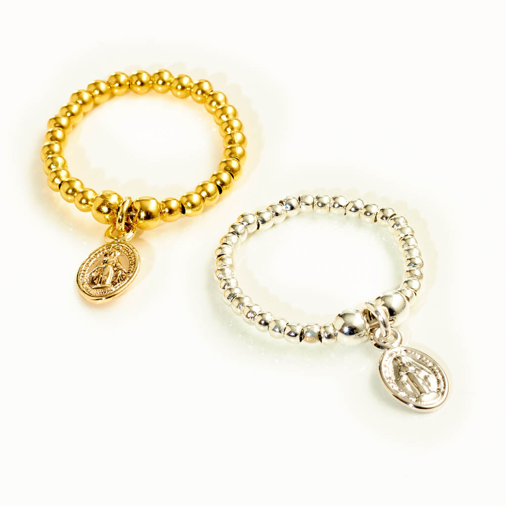 Mini Madonna Ring – Elastischer Ring in Silber & Vergoldet