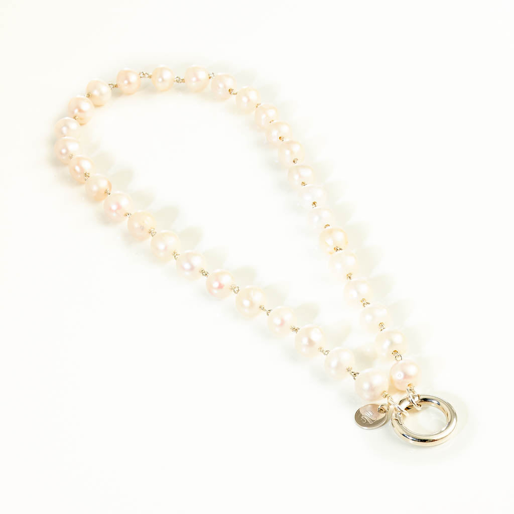PEARL WHITE Vario-Collier versilbert