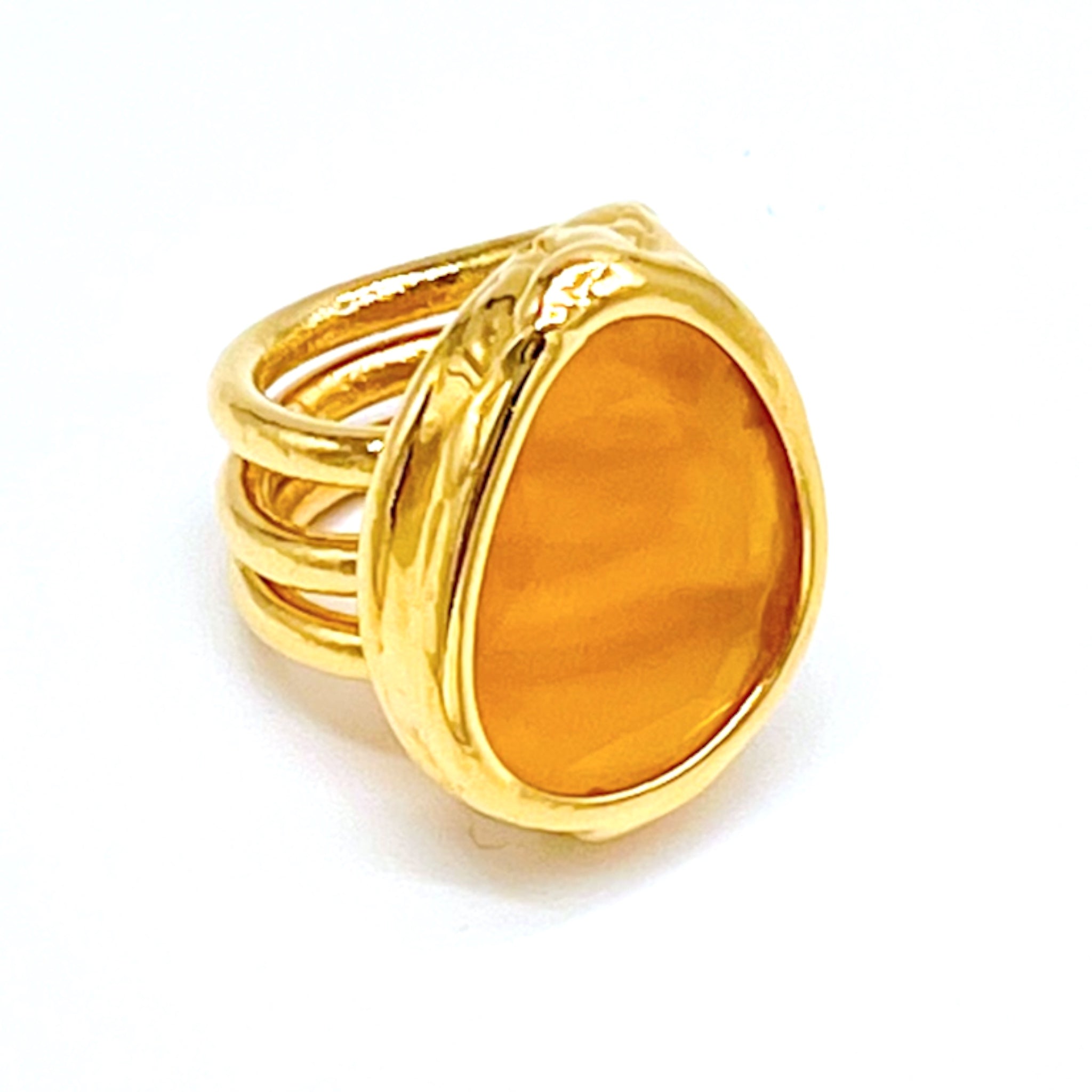 VENICE Ring Golden Sun – exklusives Unikat aus vergoldetem Messing mit leuchtendem CRYSTAL